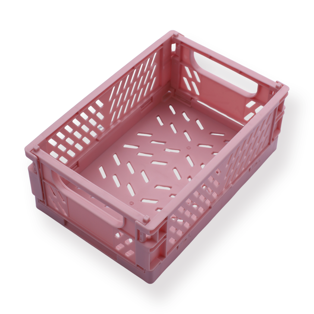 Small pink folding storage crate
