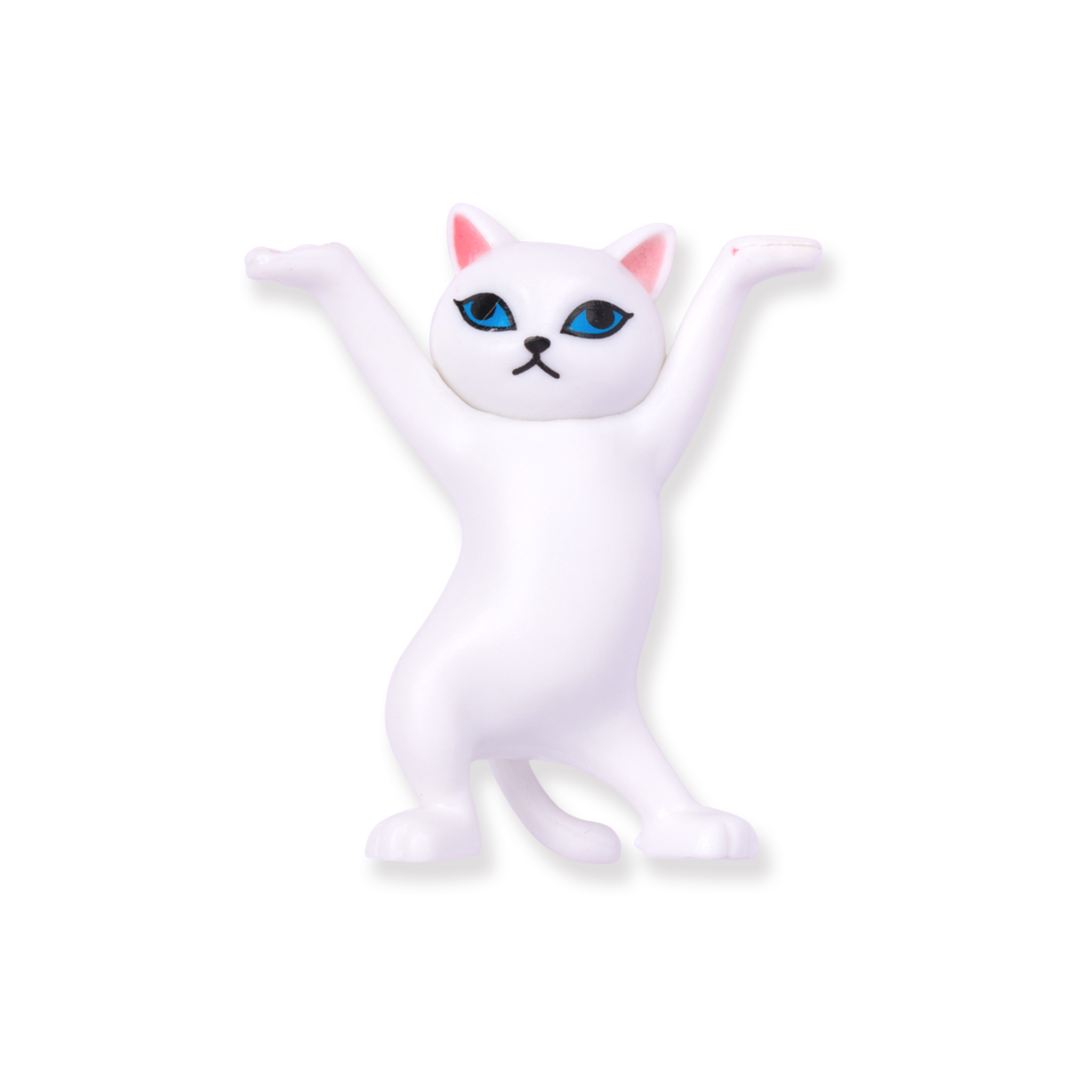 White cat accessory holder with raised front paws
